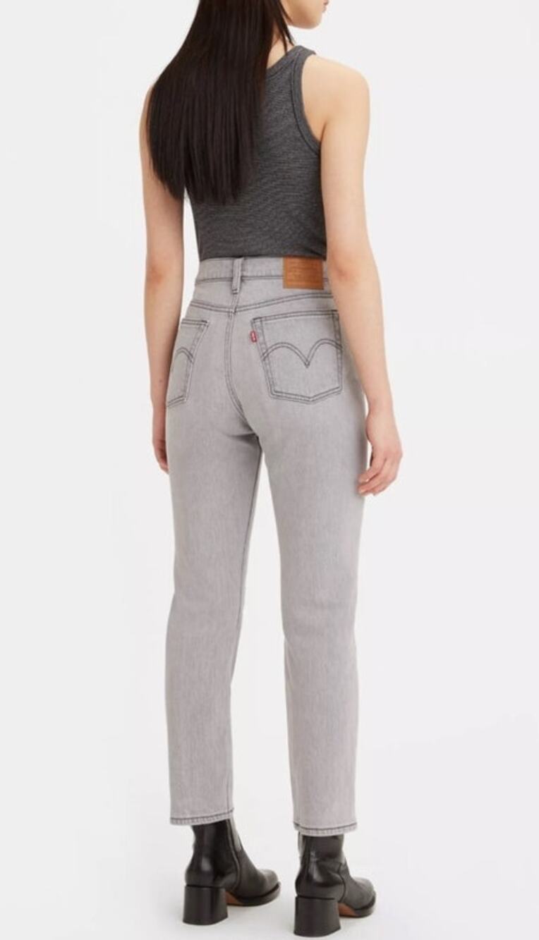 Levi's Wedgie Straight Ankle Jeans Light Grey Cropped Mom Jean Size 29